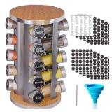 FACTORY SEALED - Revolving Spice Rack Set with 20 Spice Jars, Kitchen Spice Tower Organizer for Countertop or Cabinet -- Carousel Storage Includes 386 Spice Labels -- Desktop Rotating Seasoning Organi FACTORY SEALED - Revolving Spice Rack Set with 20 Spice Jars, Kitchen Spice Tower Organizer for Countertop or Cabinet -- Carousel Storage Includes 386 Spice Labels -- Desktop Rotating Seasoning Organi
