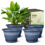 APPEARS NEW - Goproauto 10 Inch Plant Pots with Drainage Hole - Lightweight Flower Pots for Herbs and Flowers - Home Decor Plastic Planters for Indoor Outdoor Plants- Pack of 4 (Blue, 10 inch) APPEARS NEW - Goproauto 10 Inch Plant Pots with Drainage Hole - Lightweight Flower Pots for Herbs and Flowers - Home Decor Plastic Planters for Indoor Outdoor Plants- Pack of 4 (Blue, 10 inch)