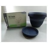 APPEARS NEW - Goproauto 10 Inch Plant Pots with Drainage Hole - Lightweight Flower Pots for Herbs and Flowers - Home Decor Plastic Planters for Indoor Outdoor Plants- Pack of 4 (Blue, 10 inch) APPEARS NEW - Goproauto 10 Inch Plant Pots with Drainage Hole - Lightweight Flower Pots for Herbs and Flowers - Home Decor Plastic Planters for Indoor Outdoor Plants- Pack of 4 (Blue, 10 inch)