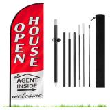 APPEARS NEW - 7.9FT Open House Signs for Real Estate Agents,Business Open House Flag and Pole Kit,Feather Flag Banners,Open Signs for Outside Business Advertising APPEARS NEW - 7.9FT Open House Signs for Real Estate Agents,Business Open House Flag and Pole Kit,Feather Flag Banners,Open Signs for Outside Business Advertising
