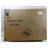 APPEARS NEW - Enclosed Stainless Steel Cat Litter Box with High Sides for Large Cats, Large Litter Box with Lid, Anti Leak, Anti Odor, Non Stick, Easy Clean (White) APPEARS NEW - Enclosed Stainless Steel Cat Litter Box with High Sides for Large Cats, Large Litter Box with Lid, Anti Leak, Anti Odor, Non Stick, Easy Clean (White)