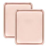 APPEARS NEW - Cyimi 11 x 9" Baking Pans, Cookie Sheets Set of 2, Nonstick Toaster Oven Pan Set for Baking, Heavy Duty Carbon Steel Non-toxic Oven Replacement Cookie Tray for Kitchen Bakery, Gold APPEARS NEW - Cyimi 11 x 9" Baking Pans, Cookie Sheets Set of 2, Nonstick Toaster Oven Pan Set for Baking, Heavy Duty Carbon Steel Non-toxic Oven Replacement Cookie Tray for Kitchen Bakery, Gold