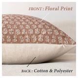 APPEARS NEW - Foindtower Set of 2 Decorative Neutral Floral Print Throw Pillow Covers Vintage Farmhouse Cushion Covers Boho Home Decor for Sofa Chair Couch Bedroom Living Room,18Ã18 Inch,Light Oran APPEARS NEW - Foindtower Set of 2 Decorative Neutral Floral Print Throw Pillow Covers Vintage Farmhouse Cushion Covers Boho Home Decor for Sofa Chair Couch Bedroom Living Room,18Ã18 Inch,Light Oran