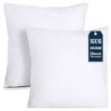 FACTORY SEALED - Kakabell Bedding Throw Pillows Insert (Pack of 2, White) - 16 x 16 Inches Bed and Couch Pillows - Indoor Decorative Pillow FACTORY SEALED - Kakabell Bedding Throw Pillows Insert (Pack of 2, White) - 16 x 16 Inches Bed and Couch Pillows - Indoor Decorative Pillow