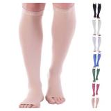 Doc Miller Open Toe Compression Socks for Tall Men and Women, 15-20 mmHg, Calf Recovery, Medical Grade, Skin/Nude, Large Doc Miller Open Toe Compression Socks for Tall Men and Women, 15-20 mmHg, Calf Recovery, Medical Grade, Skin/Nude, Large