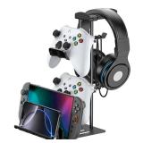 KDD Headphone Stand, Controller Holder & Headset Holder for Desk, Earphone Stand with Aluminum Supporting Bar, Universal Storage Organizer Headphones/Controller/Switch/Mobile Phone KDD Headphone Stand, Controller Holder & Headset Holder for Desk, Earphone Stand with Aluminum Supporting Bar, Universal Storage Organizer Headphones/Controller/Switch/Mobile Phone
