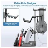 KDD Headphone Stand, Controller Holder & Headset Holder for Desk, Earphone Stand with Aluminum Supporting Bar, Universal Storage Organizer Headphones/Controller/Switch/Mobile Phone KDD Headphone Stand, Controller Holder & Headset Holder for Desk, Earphone Stand with Aluminum Supporting Bar, Universal Storage Organizer Headphones/Controller/Switch/Mobile Phone