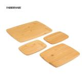 APPEARS NEW - FARBERWARE 4-Piece Reversible Bamboo Cutting Board and Charcuterie Set, Assorted Sizes, Durable Wood Serving Boards for Cheese, Meats, and Prep APPEARS NEW - FARBERWARE 4-Piece Reversible Bamboo Cutting Board and Charcuterie Set, Assorted Sizes, Durable Wood Serving Boards for Cheese, Meats, and Prep