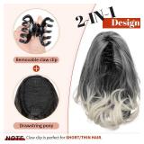 APPEARS NEW - KooKaStyle Ponytail Extension, 10 Short Claw Clip in Pony Tails Hair Extensions Curly Wavy Synthetic Drawstring Hairpieces for Women(Gray and White Tips) APPEARS NEW - KooKaStyle Ponytail Extension, 10 Short Claw Clip in Pony Tails Hair Extensions Curly Wavy Synthetic Drawstring Hairpieces for Women(Gray and White Tips)