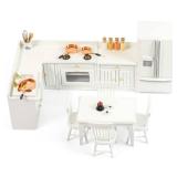 APPEARS NEW - SAMCAMI Wooden Dollhouse Furniture Set - Miniature Dollhouse Furniture 1 12 Scale for Dollhouse Kitchen - Doll House Furniture Toys Incl Kitchen Cabinets, Dining Table, Refrigerator and  APPEARS NEW - SAMCAMI Wooden Dollhouse Furniture Set - Miniature Dollhouse Furniture 1 12 Scale for Dollhouse Kitchen - Doll House Furniture Toys Incl Kitchen Cabinets, Dining Table, Refrigerator and
