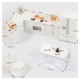 APPEARS NEW - SAMCAMI Wooden Dollhouse Furniture Set - Miniature Dollhouse Furniture 1 12 Scale for Dollhouse Kitchen - Doll House Furniture Toys Incl Kitchen Cabinets, Dining Table, Refrigerator and  APPEARS NEW - SAMCAMI Wooden Dollhouse Furniture Set - Miniature Dollhouse Furniture 1 12 Scale for Dollhouse Kitchen - Doll House Furniture Toys Incl Kitchen Cabinets, Dining Table, Refrigerator and