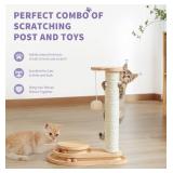 APPEARS NEW - Made4Pets Cat Scratching Post Cat Scratcher Kitten Toys for Indoor Cats Wooden Ball Track Two-Layer Modern Sisal 17.7 Tall Scratch Post Interactive Toy with Dangling Ball APPEARS NEW - Made4Pets Cat Scratching Post Cat Scratcher Kitten Toys for Indoor Cats Wooden Ball Track Two-Layer Modern Sisal 17.7 Tall Scratch Post Interactive Toy with Dangling Ball