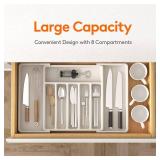 APPEARS NEW - Lifewit Silverware Drawer Organizer, Expandable Utensil Tray for Kitchen, BPA Free Flatware and Cutlery Holder, Adjustable Plastic Storage for Spoons Forks Knives, Large, White APPEARS NEW - Lifewit Silverware Drawer Organizer, Expandable Utensil Tray for Kitchen, BPA Free Flatware and Cutlery Holder, Adjustable Plastic Storage for Spoons Forks Knives, Large, White