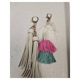 Decorative Leather Tassel Bag Charm with Colorful Threads Decorative Leather Tassel Bag Charm with Colorful Threads