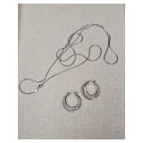Silver Triple Crescent Hoop Earrings & Chain Silver Triple Crescent Hoop Earrings & Chain