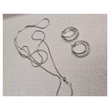 Silver Triple Crescent Hoop Earrings & Chain Silver Triple Crescent Hoop Earrings & Chain