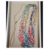 Mid-Century Pearl and Ribbon Necklace Set Mid-Century Pearl and Ribbon Necklace Set
