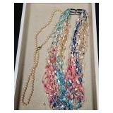 Mid-Century Pearl and Ribbon Necklace Set Mid-Century Pearl and Ribbon Necklace Set