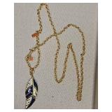 Coach Navy & White Enamel Feather Necklace Coach Navy & White Enamel Feather Necklace