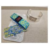 Rustic Cuff Monogrammed Bracelet with Floral Band Rustic Cuff Monogrammed Bracelet with Floral Band