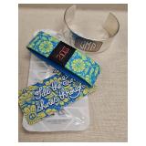 Rustic Cuff Monogrammed Bracelet with Floral Band Rustic Cuff Monogrammed Bracelet with Floral Band