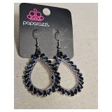 Navy Blue Crystal and Silver Filigree Drop Earrings Navy Blue Crystal and Silver Filigree Drop Earrings