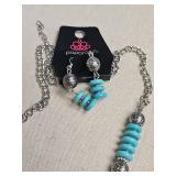 Turquoise and Silver Circle Pendant Jewelry Set Turquoise and Silver Circle Pendant Jewelry Set