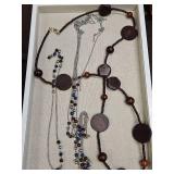 Wooden Disc and Blue Bead Statement Necklace Set Wooden Disc and Blue Bead Statement Necklace Set