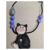 Handcrafted Holiday Cat and Christmas Tree Necklace Handcrafted Holiday Cat and Christmas Tree Necklace