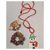 Holiday Bear and Snowman Pin Set Holiday Bear and Snowman Pin Set