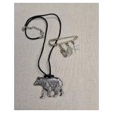 Polar Bear Charm Necklace with Beach Themed Pins Polar Bear Charm Necklace with Beach Themed Pins