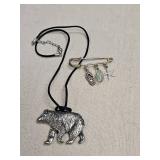 Polar Bear Charm Necklace with Beach Themed Pins Polar Bear Charm Necklace with Beach Themed Pins