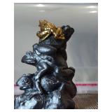 Signed Metal Frog Stack Sculpture with Gold Accent Signed Metal Frog Stack Sculpture with Gold Accent