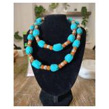 Turquoise and Amber Beaded Statement Necklace Turquoise and Amber Beaded Statement Necklace