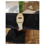 1980s LCD Quartz Watch with Cream Leather Band 1980s LCD Quartz Watch with Cream Leather Band