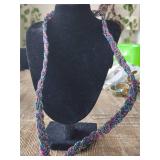 Colorful Beaded Necklace with Turquoise Medallion Charm Colorful Beaded Necklace with Turquoise Medallion Charm