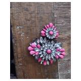 Pink and Crystal Floral Statement Brooch Set Pink and Crystal Floral Statement Brooch Set