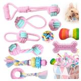 BENSEAO Puppy Teething Chew Toys for Small Dogs - Interactive Rope Toy, Balls, Ring, and Storage Basket (C) - Retail: $23