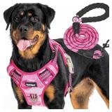 Beebiepet Heavy Duty Tactical Dog Harness for Large Dogs, No Pull Adjustable Pet Harness Reflective Service Training Easy Control Pet Vest Military K9 Working Dog Harnesses- Large, Pink Camo - Retail: