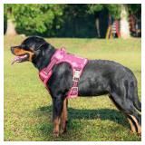 Beebiepet Heavy Duty Tactical Dog Harness for Large Dogs, No Pull Adjustable Pet Harness Reflective Service Training Easy Control Pet Vest Military K9 Working Dog Harnesses- Large, Pink Camo - Retail: