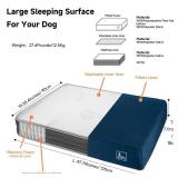 Jigsaw Boat Orthopedic Dog Bed for Large Dogs, 7-Inch Thick Waterproof Dog Mattress with Pocket Springs & Memory Foam, Removable Washable Cover, Non-Slip, Durable Pet Bed for Indoor(Blue, X-Large) - R