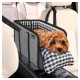 SlowTon Console Dog Car Seat - Portable Dogs Armrest Booster Seat for Small Dog, Anti-Collapse Pet Car Seat with Soft Cushion Safety Belt, Support Pet Up to 11lbs (Grey) - Retail: $38