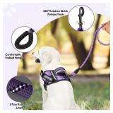 Animire Service Dog Harness and Leash Set, XS, Purple, with 10 Patches, Reflective, for Small Dogs - Retail: $22