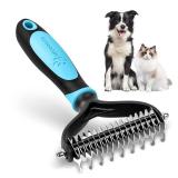 MIU COLOR Pet Grooming Brush, Undercoat Rake for Dogs & Cats, Professional Deshedding Brush and Dematting Tool, Extra Wide, 180mm, Blue - Retail: $9
