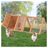 Rabbit Hutch, Small Chicken Coop Outdoor A-Frame Quail Cage with 2 Door & Run Cage Wooden Triangle Quail Hutch with Ventilating Wire Poultry Hutch for Small Animal (Wood) - Retail: $66