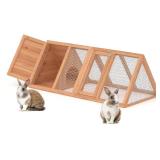 Rabbit Hutch, Small Chicken Coop Outdoor A-Frame Quail Cage with 2 Door & Run Cage Wooden Triangle Quail Hutch with Ventilating Wire Poultry Hutch for Small Animal (Wood) - Retail: $66