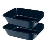 Blaucasa 2 Pack Extra Large Dog Litter Box Pan Tray (ABS Material), Low Entry Jumbo Senior Litter Boxes for Multiple Kitten Big Cats, Pet Safe Indoor Dog Potty (Dark Blue, 20\" L x 15\" W) - Retail: $