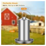 Stainless Steel Chicken Feeder 8.8 lb - Gravity-Fed No Waste Poultry Feed Box for Chickens & Ducks, Weatherproof Metal Construction with Carry Handle, Large Capacity Coop Accessory for Dry Feed Only R
