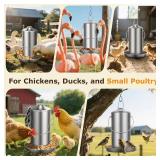 Stainless Steel Chicken Feeder 8.8 lb - Gravity-Fed No Waste Poultry Feed Box for Chickens & Ducks, Weatherproof Metal Construction with Carry Handle, Large Capacity Coop Accessory for Dry Feed Only R