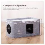Cat House for Indoor Cats, 2-Story Large Play and Sleep Cats House, Scratch Resistant Peekaboo Cat Caves, Cute Modern Cat Hideaway for Multiple Small Pets & Large Cats, Grey Retail $20
